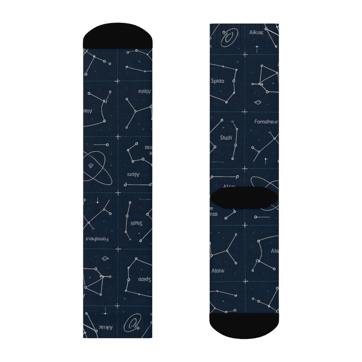 Orbital Blueprint Constellation Grid On Deep Navy personalized crew socks