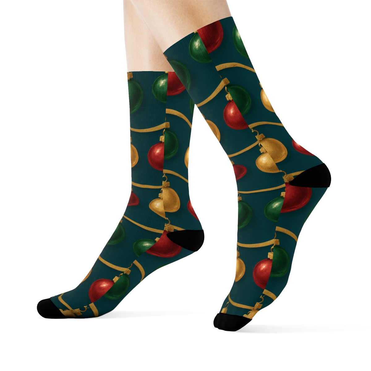 Ornament Wave Christmas comfortable cotton crew socks