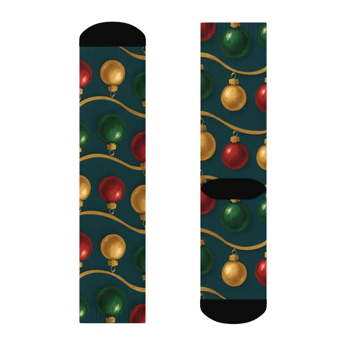 Ornament Wave Christmas comfortable cotton crew socks