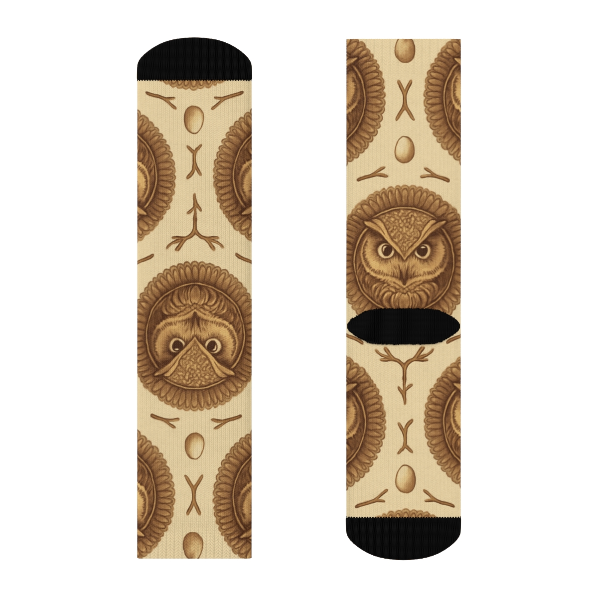 Owl Concentric Medallion designer printed crew socks