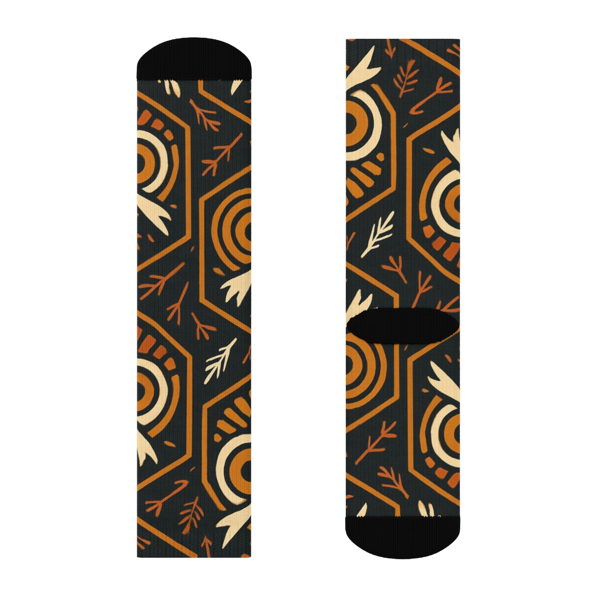 Owl Eye Medallion Repeat On Charcoal Background custom crew socks