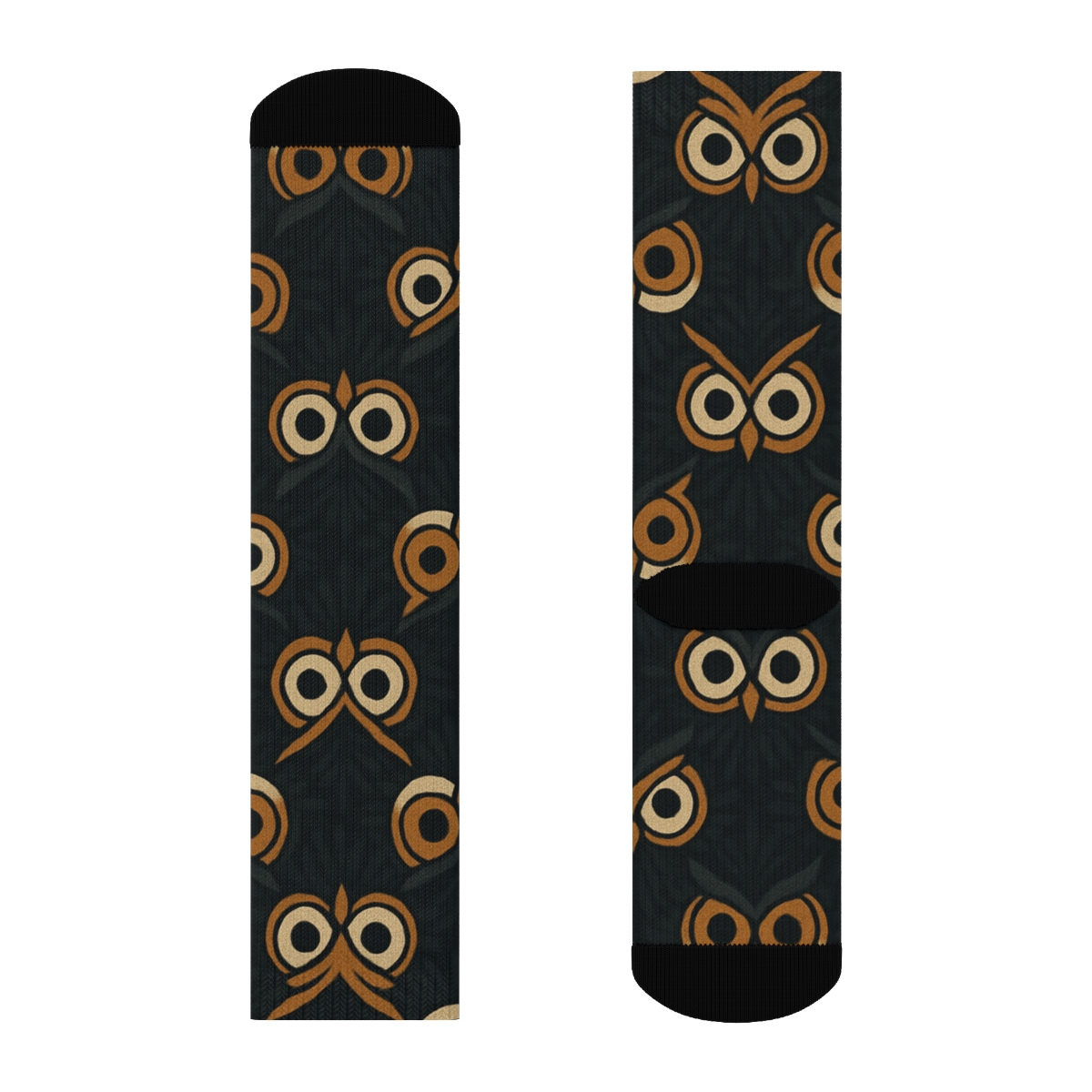 Owl Eye Rosette Tessellation On Charcoal trendy patterned crew socks