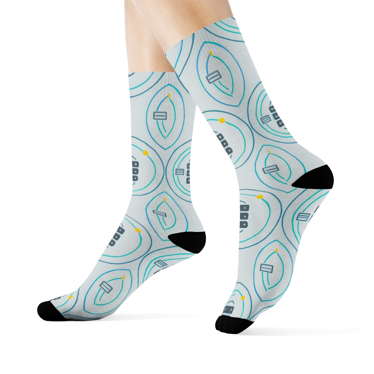 Packet Orbit Field With Network Administrator Echo trendy patterned crew socks