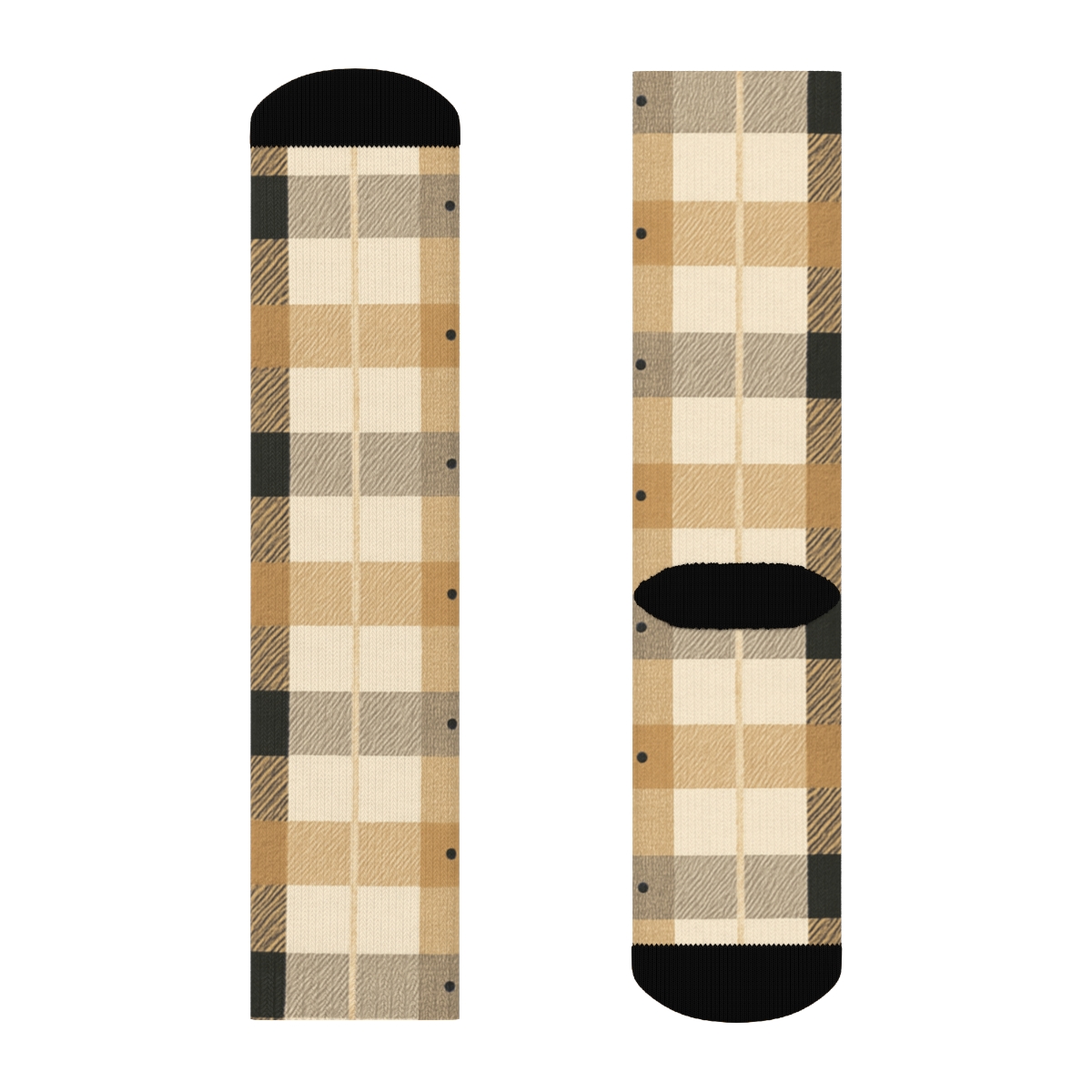 Painted Gingham Micro Check Collage In Warm Neutrals On Ivory Background soft everyday crew socks
