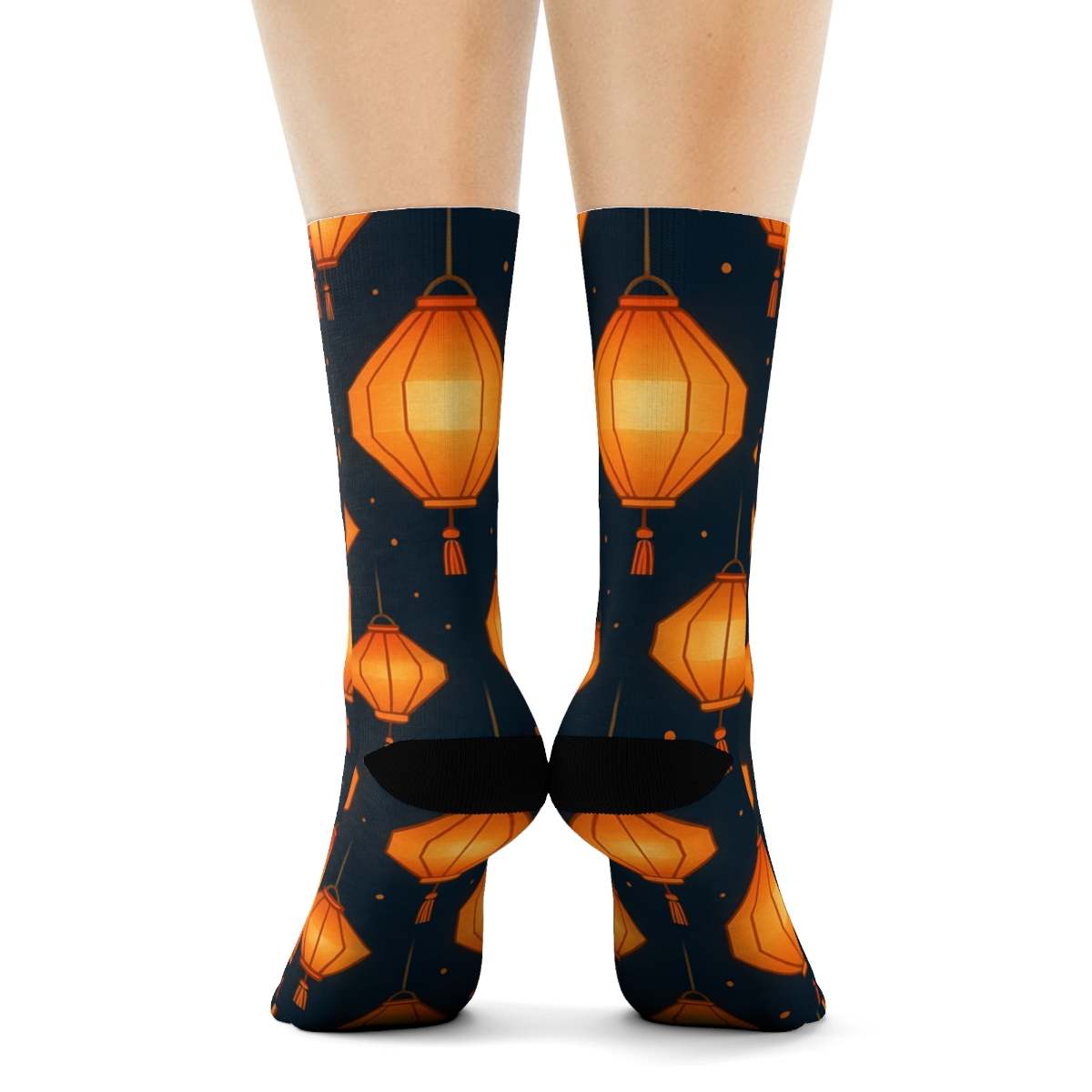 Paper Fold Lattice Lantern Pattern premium sports crew socks