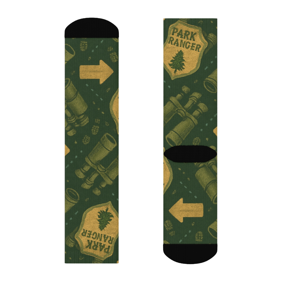 Park Ranger Badge And Binocular Lattice designer printed crew socks