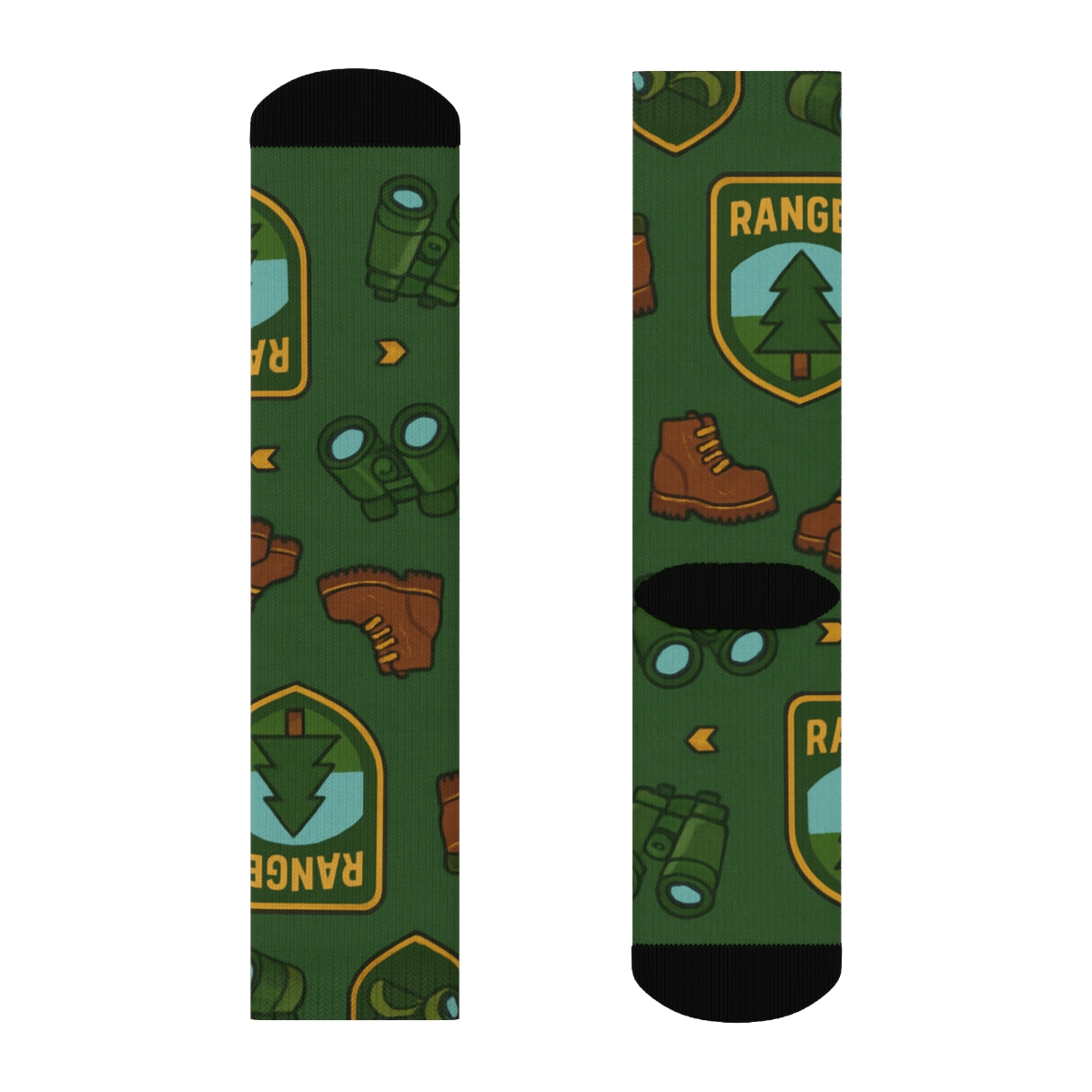 Park Ranger Badge And Boot Tile Parade designer printed crew socksPark ranger Badge and Boot Tile Parade Crew Socks - Image 2