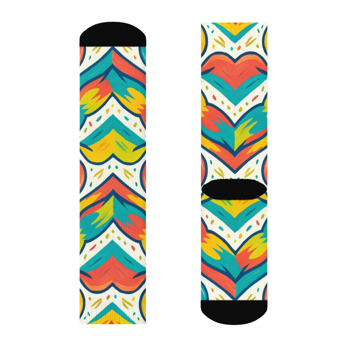 Parrot Beak Chevron Bands On Bright White Background custom crew socks