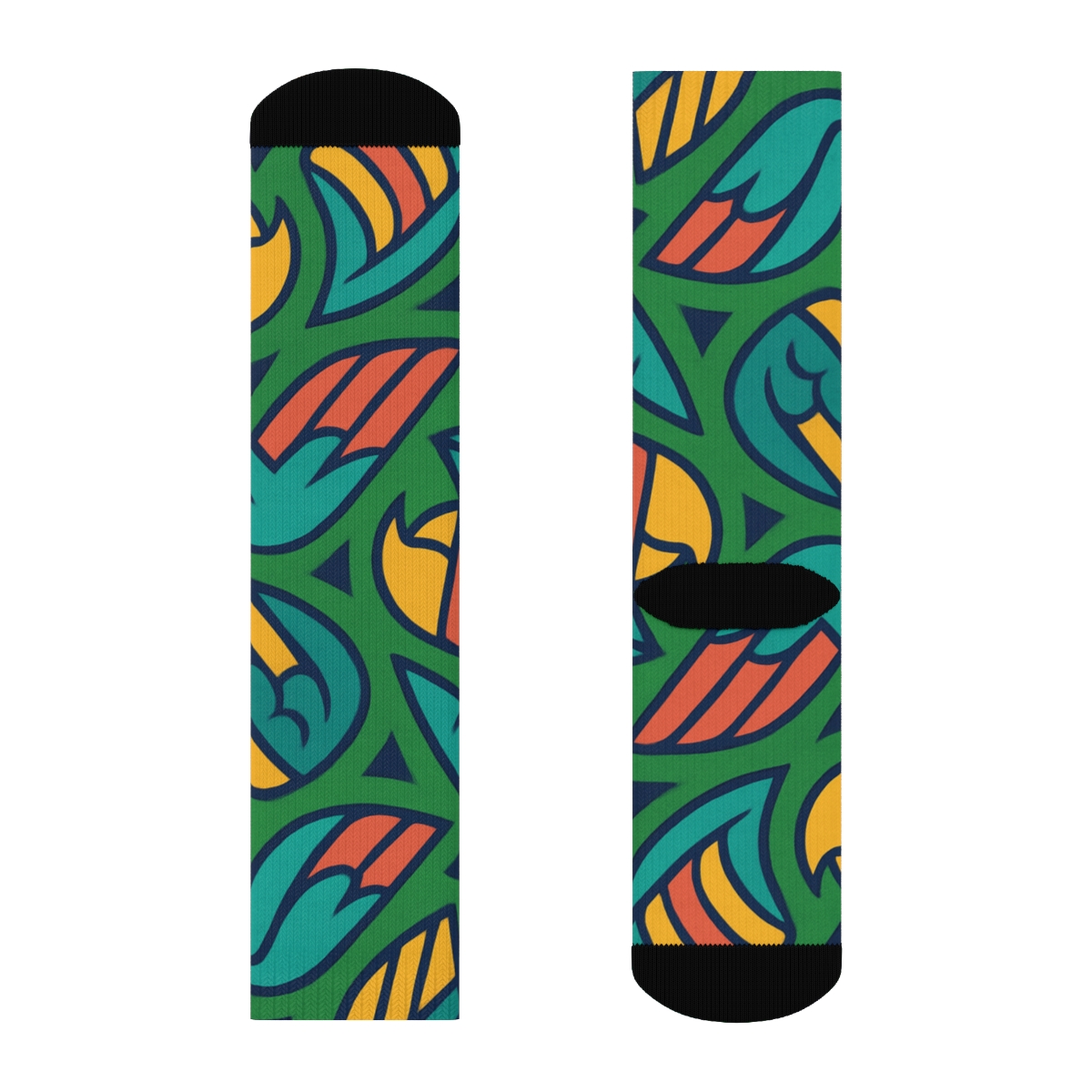 Parrot Beak Mosaic Scatter On Tropical Green Background soft everyday crew socks