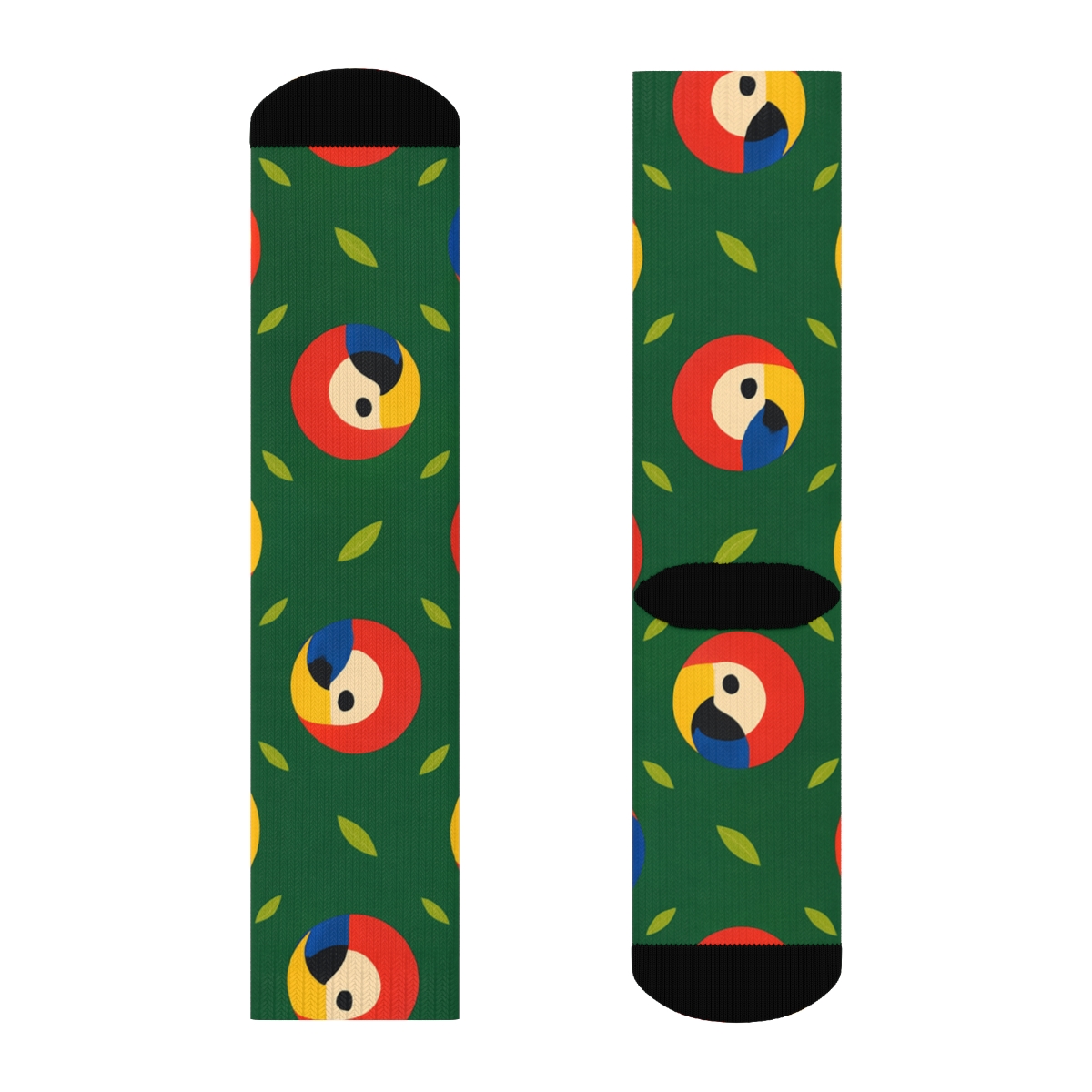 Parrot Beak Polka On Jungle Green designer printed crew socks