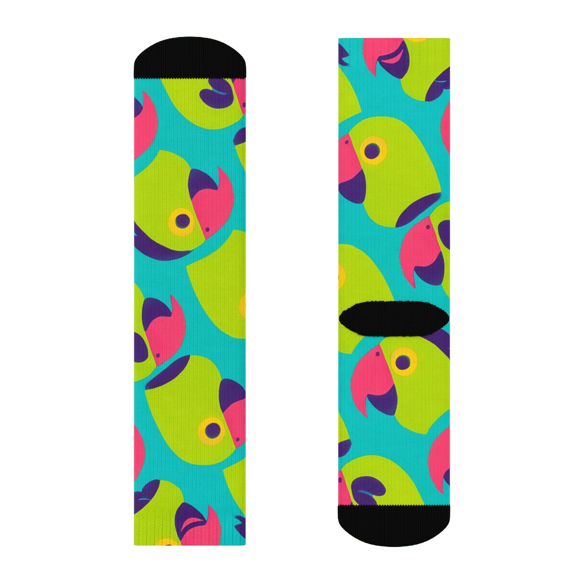 Parrot Beak Zigzag On Turquoise Background stylish athletic crew socks