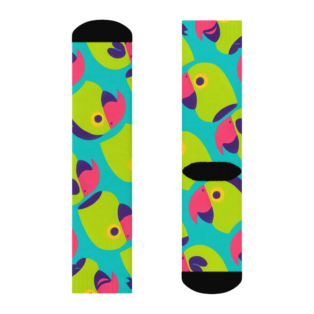Parrot Beak Zigzag On Turquoise Background stylish athletic crew socks