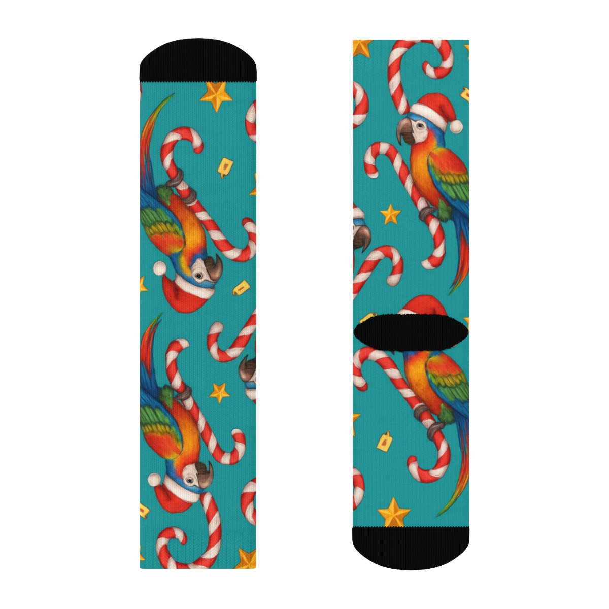 Parrot Candy Cane Spiral Toss custom crew socks