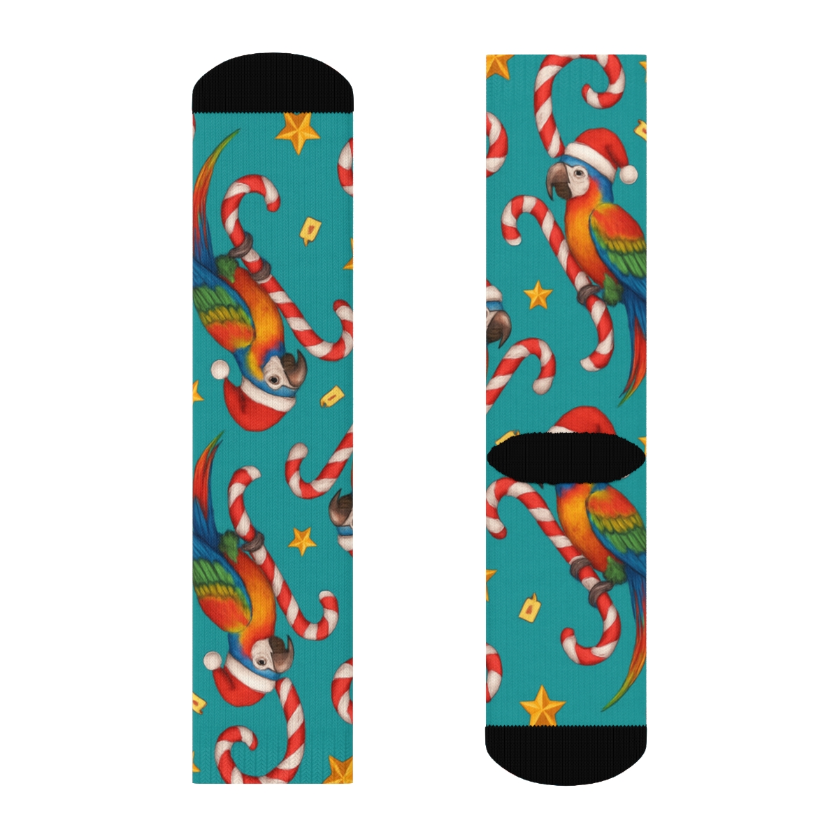 Parrot Candy Cane Spiral Toss custom crew socks