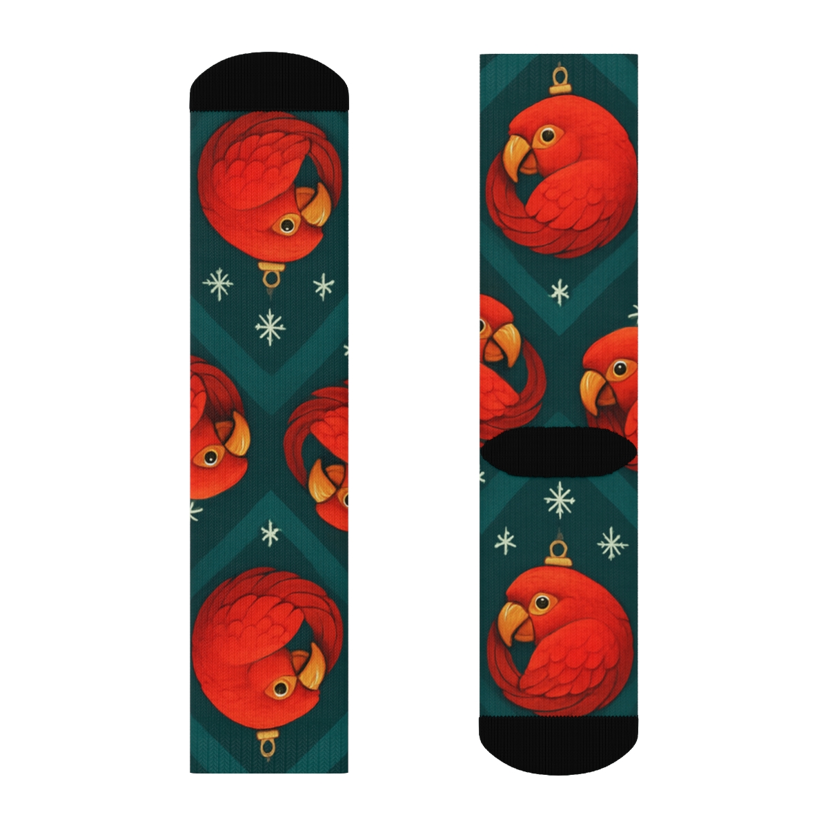 Parrot Christmas Bauble Chevron unique graphic crew socks