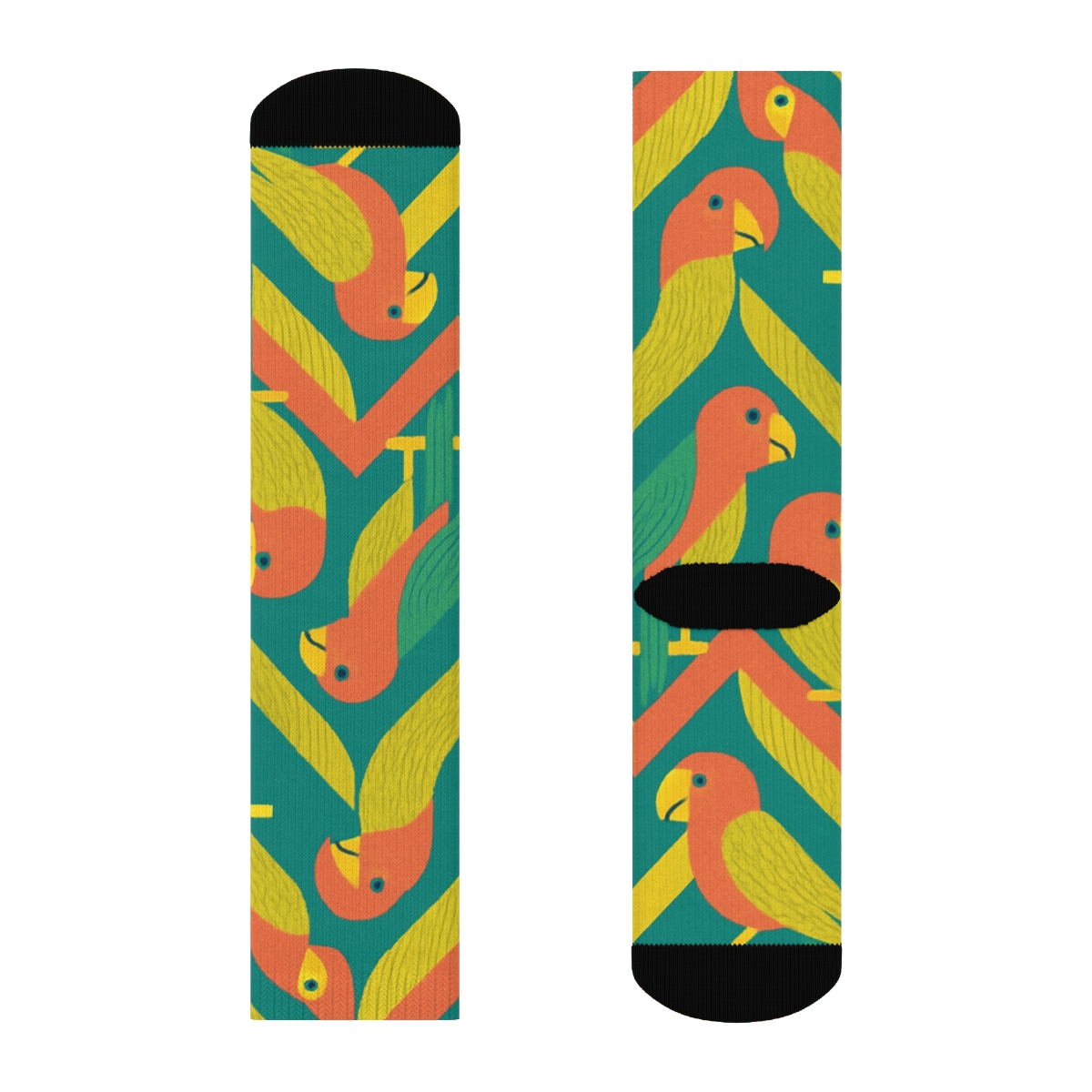 Parrot Plumage Chevron On Teal trendy patterned crew socks