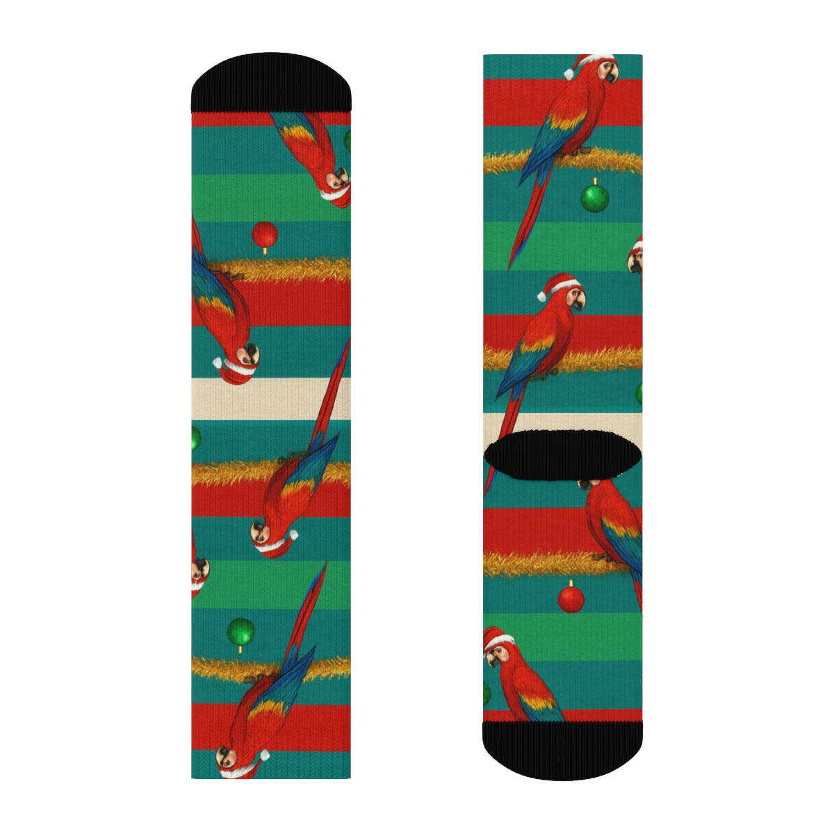 Parrot Tinsel Garland Stripes personalized crew socks
