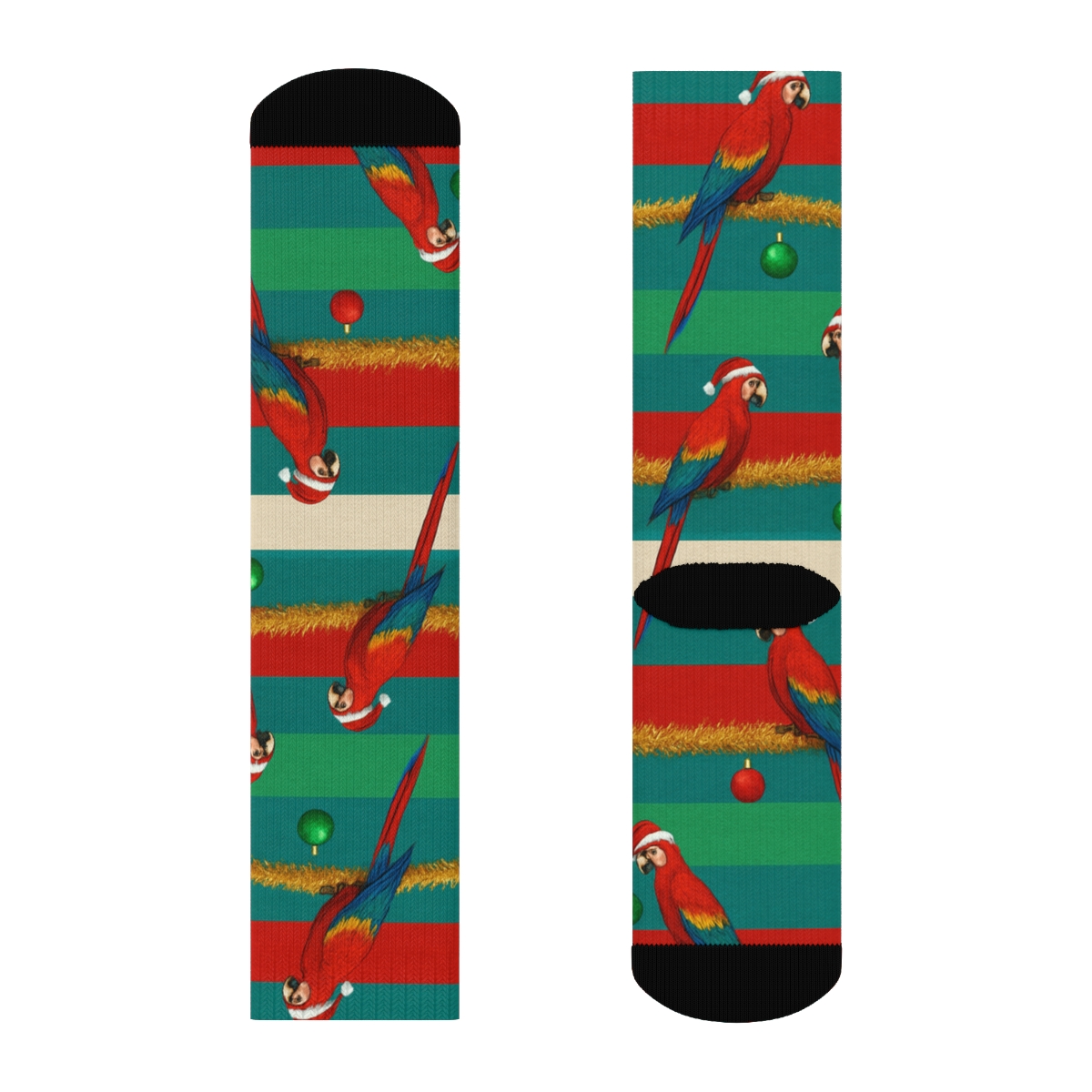 Parrot Tinsel Garland Stripes personalized crew socks