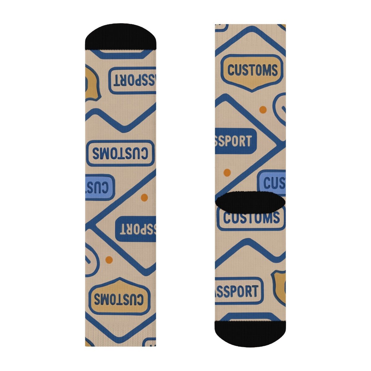 Passport Stamp Chevron In Customs Officer Style premium sports crew socks