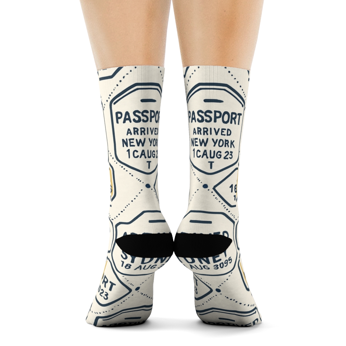 Passport Stamp Lattice For Customs Officer Chic soft everyday crew socks