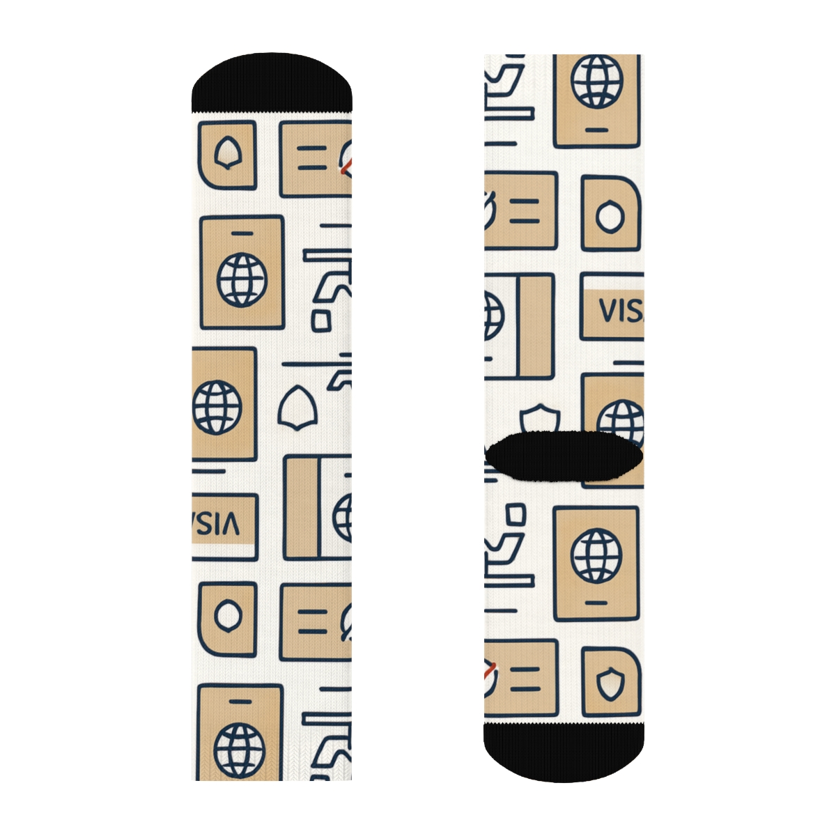 Passport Stamp Lattice Immigration Officer Pattern unique graphic crew socks