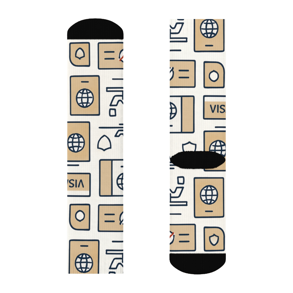 Passport Stamp Lattice Immigration Officer Pattern unique graphic crew socks