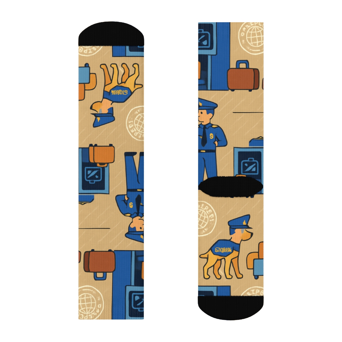 Passport Stamp Parade With Customs Officer Scenes stylish athletic crew socks