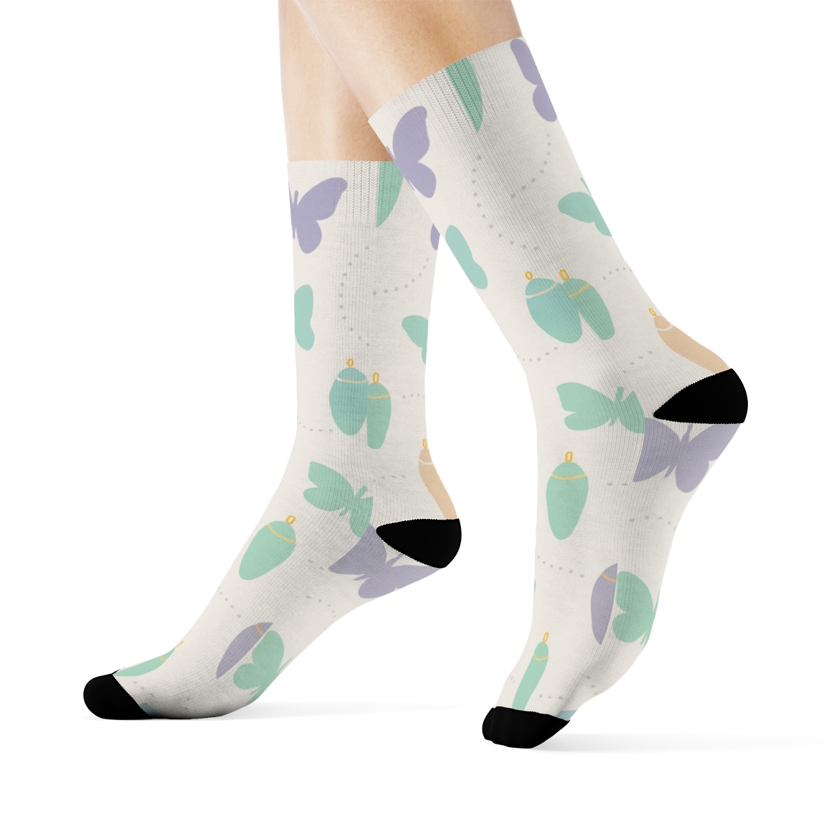 Pastel Chrysalis Constellation On Mist Gray comfortable cotton crew socks