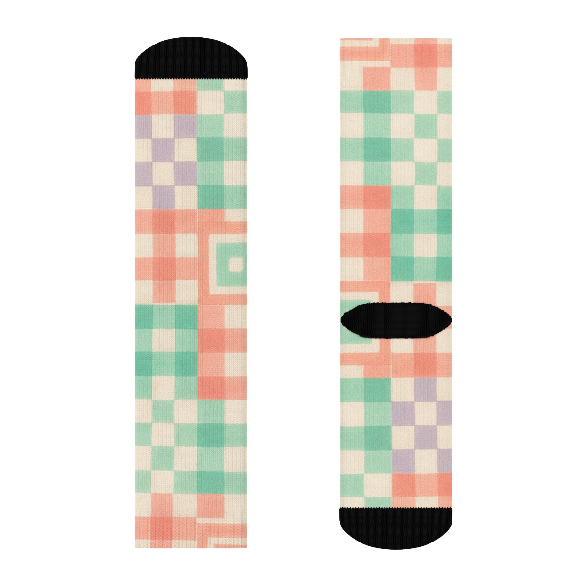 Pastel Gingham Module Collage With Nested Progressive Checks personalized crew socks