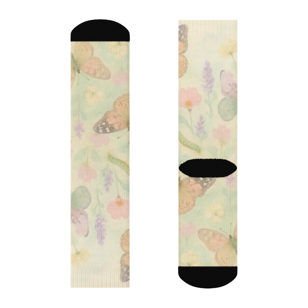 Pastel Meadow Scatter soft everyday crew socks