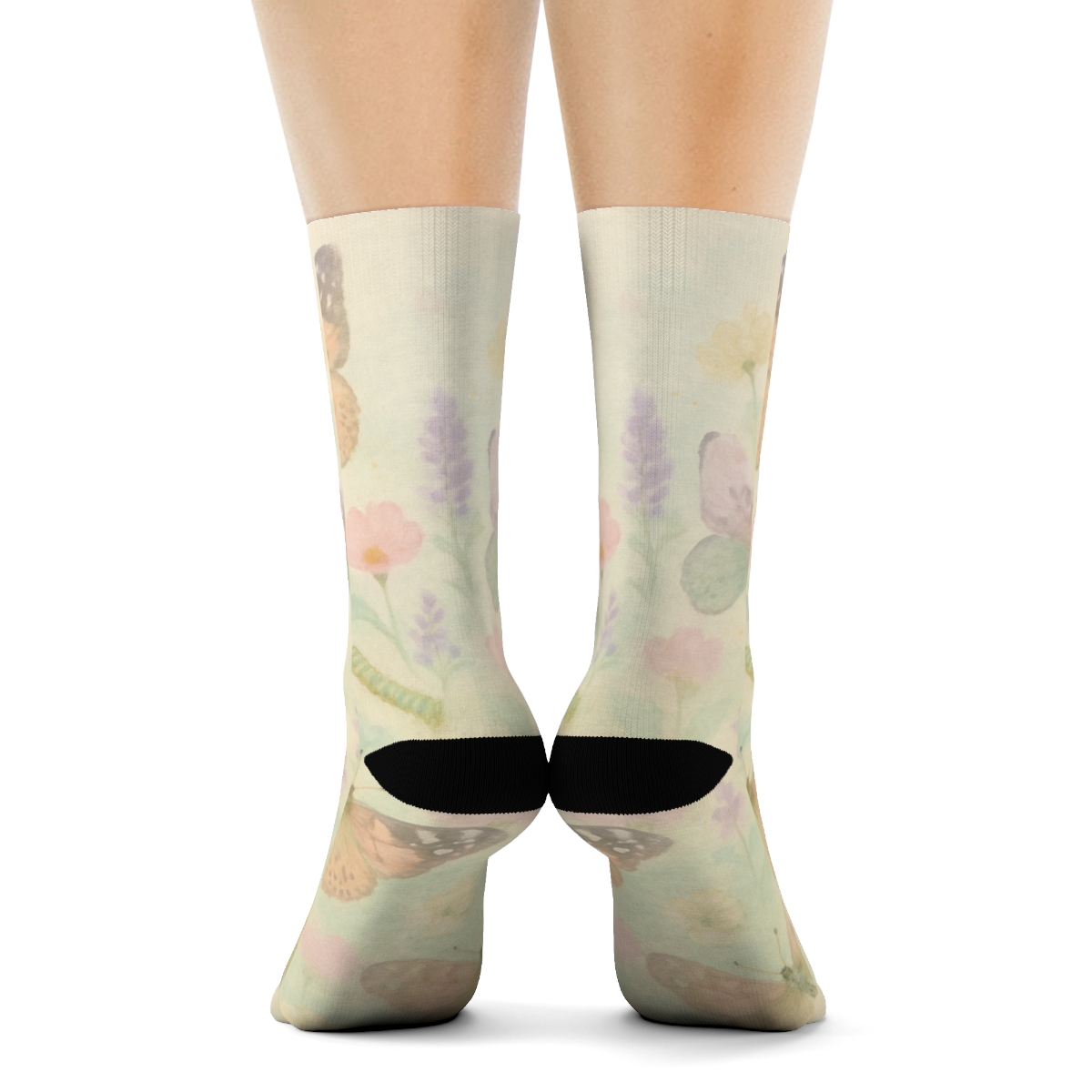 Pastel Meadow Scatter soft everyday crew socks