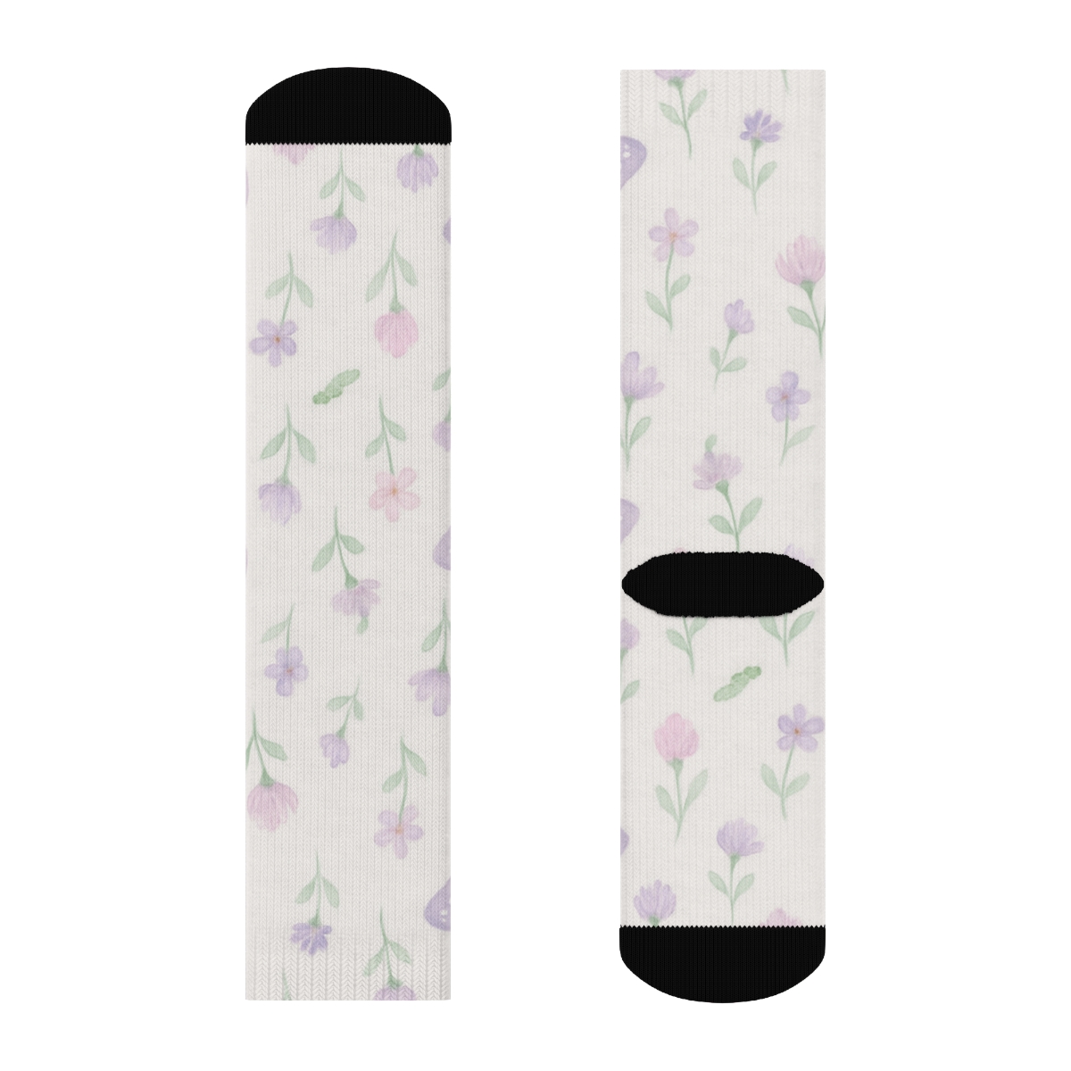 Pastel Painted Ladies Meadow Scatter On Light Gray custom crew socks