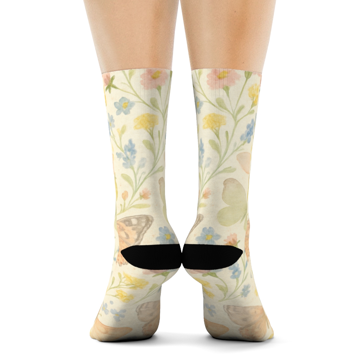 Pastel Painted Ladies Meadow Wrap stylish athletic crew socks