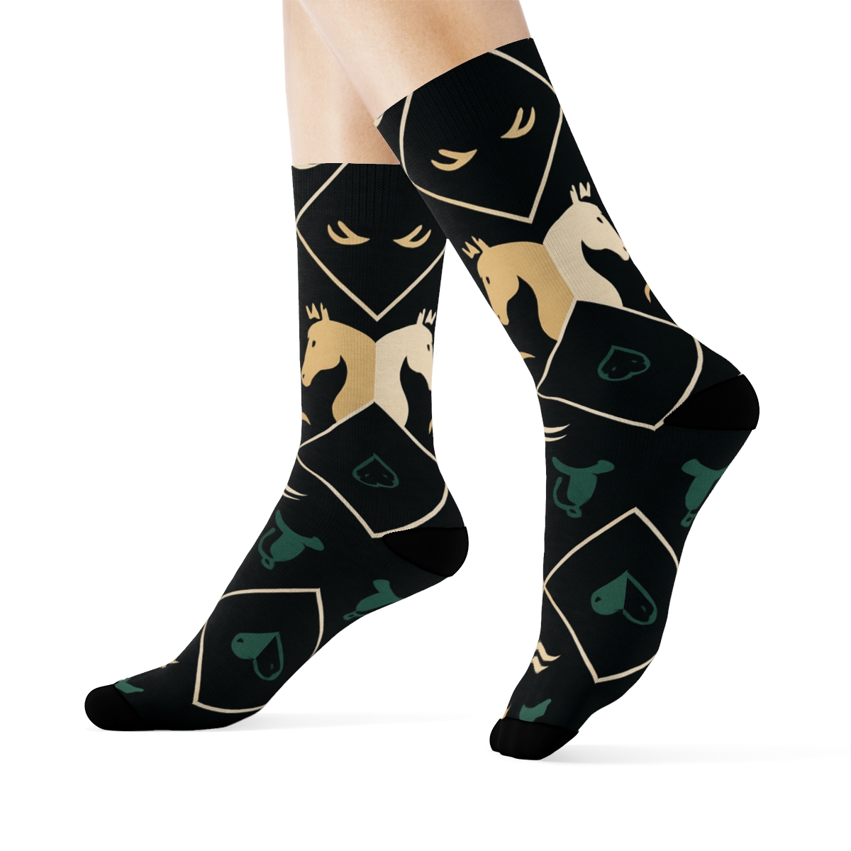 Pasture Carousel With Horse Silhouettes custom crew socks