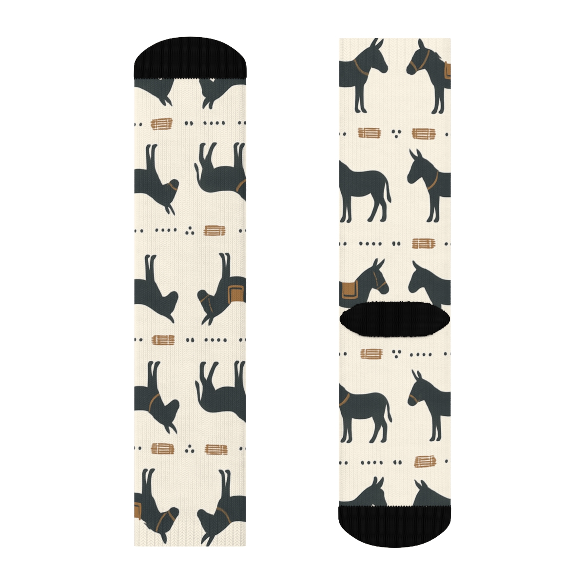 Pasture Silhouette Grid Donkey unique graphic crew socks