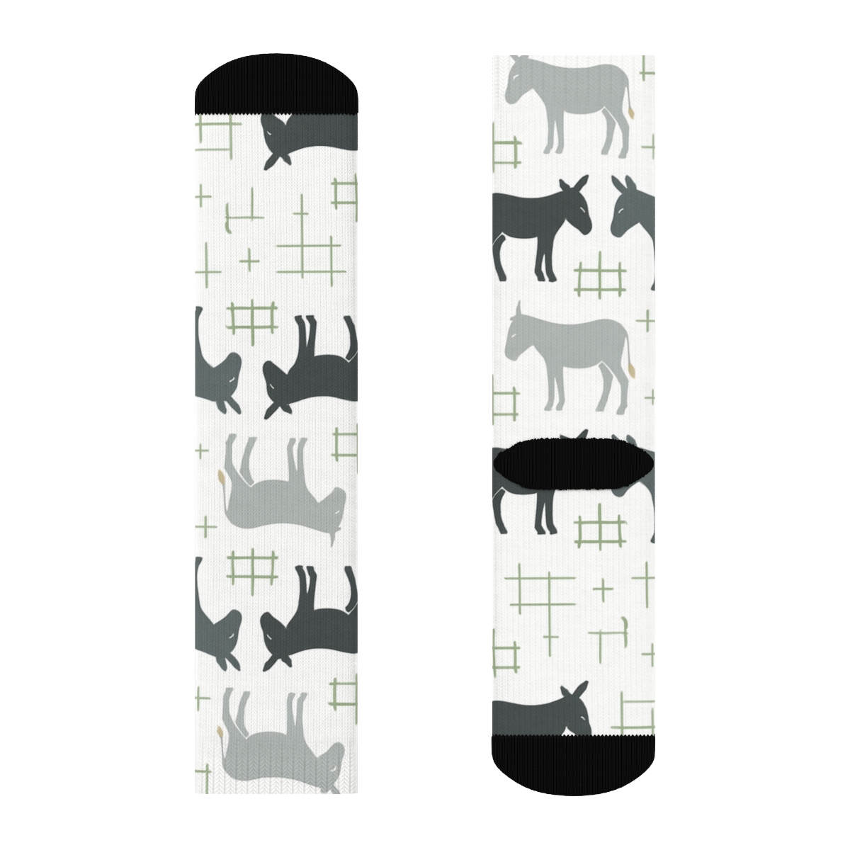 Pasture Silhouette Grid With Donkey Rhythm unique graphic crew socks