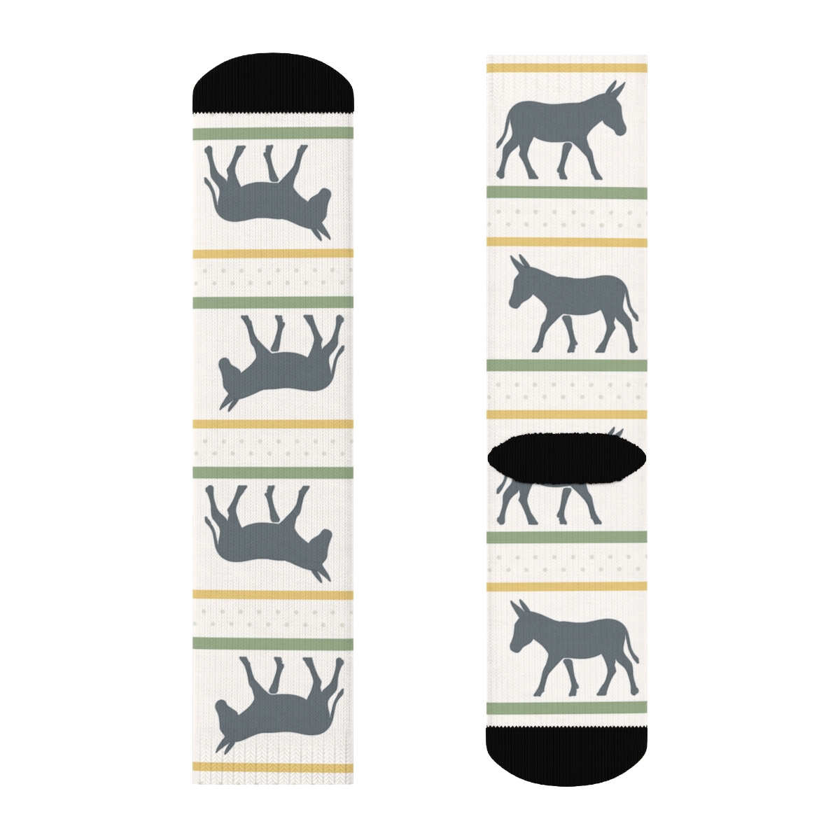 Pasture Stripe With Donkey Silhouette Bands unique graphic crew socks