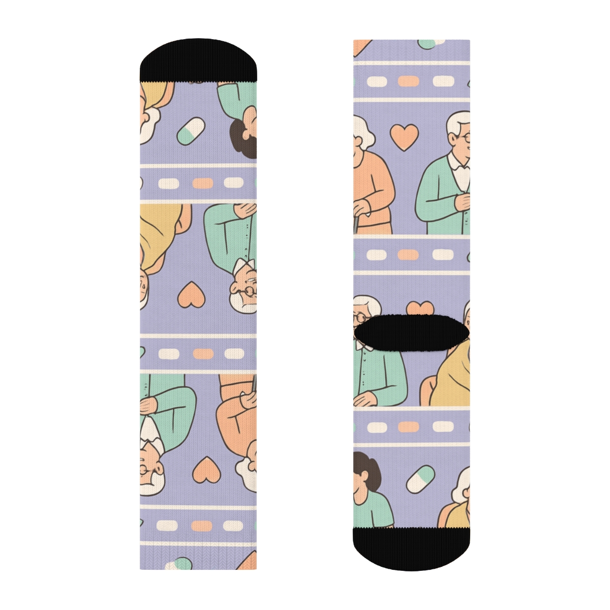 Patchwork Care Scene Bands For Caregiver unique graphic crew socks