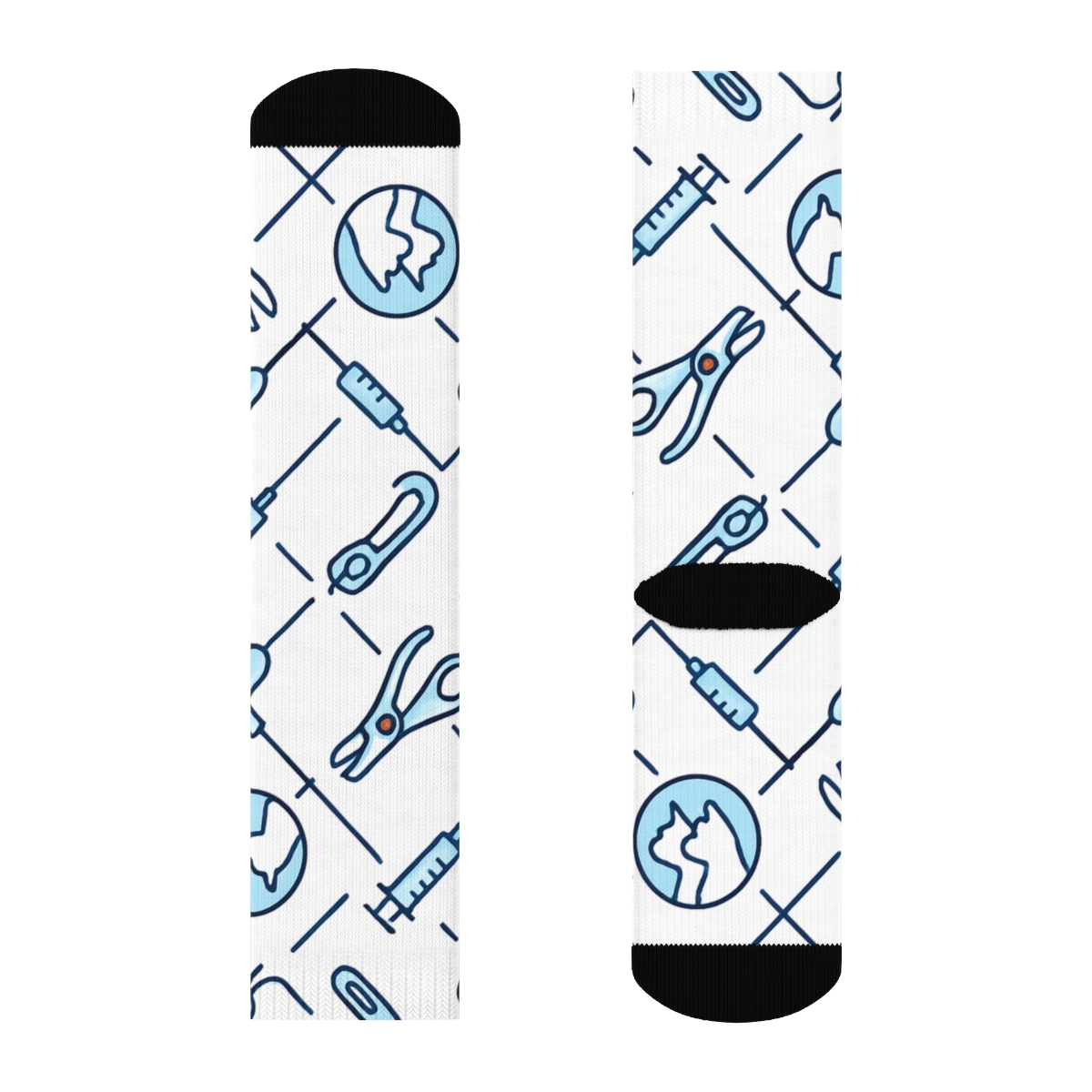 Paw Print Lattice With Veterinary Technician Tools comfortable cotton crew socks