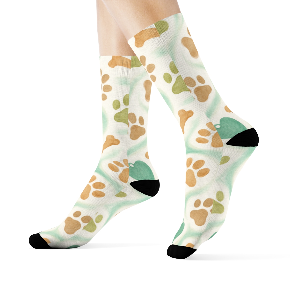 Paw Print Nebula Pattern With Veterinarian Motifs custom crew socks