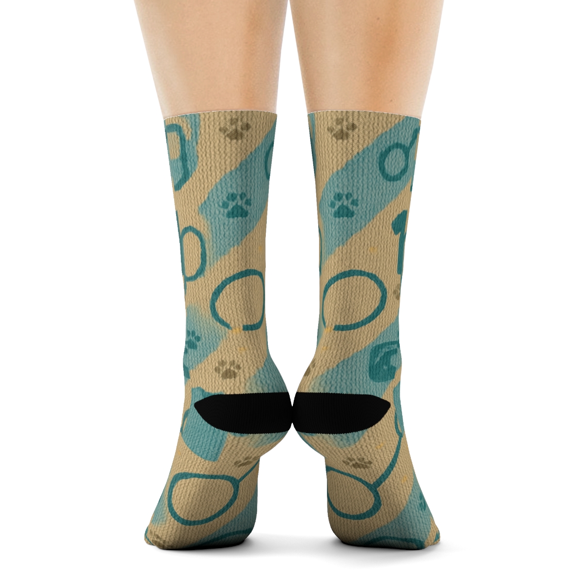 Paw Tracks And Animal Control Officer Uniform Stripes Pattern soft everyday crew socks