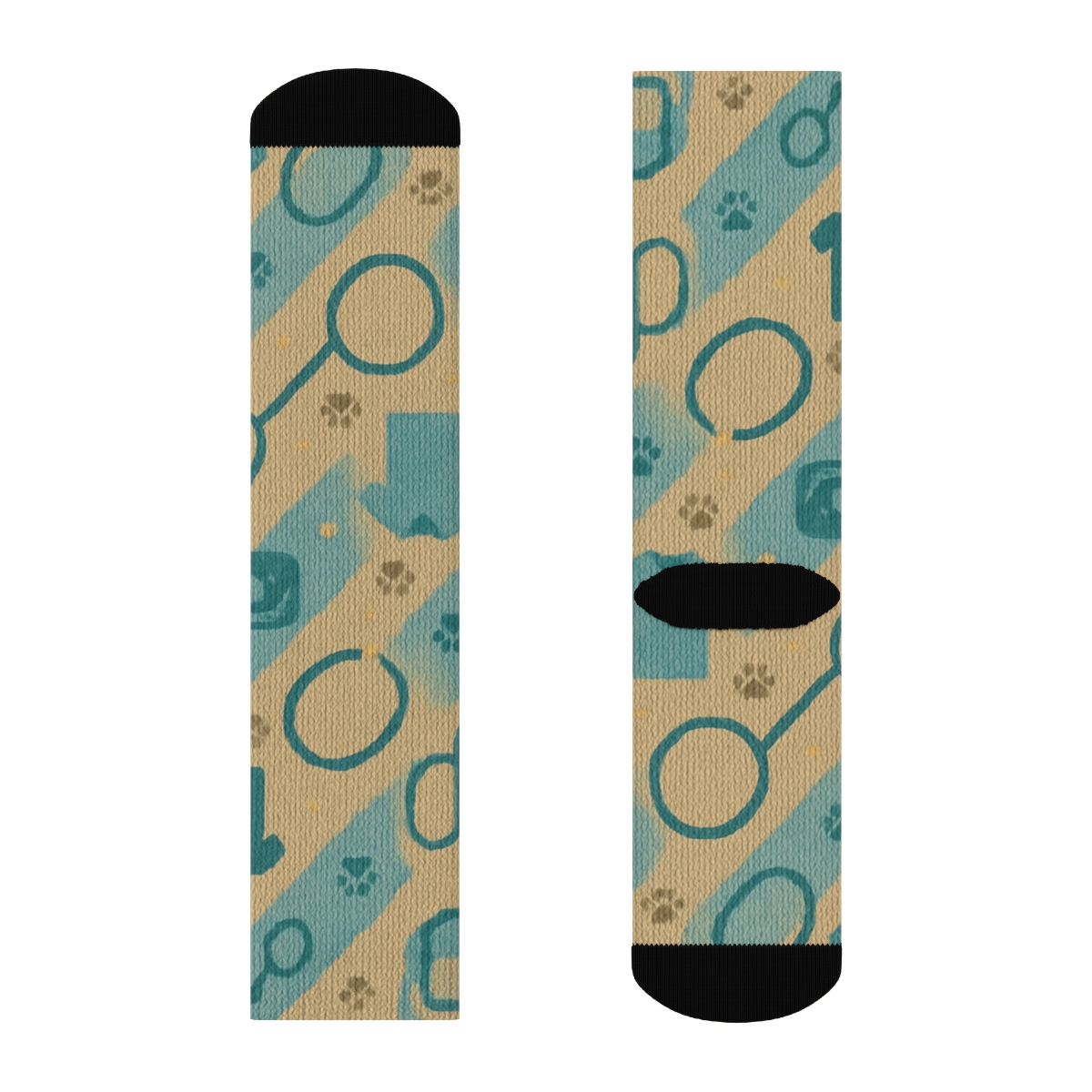Paw Tracks And Animal Control Officer Uniform Stripes Pattern soft everyday crew socks