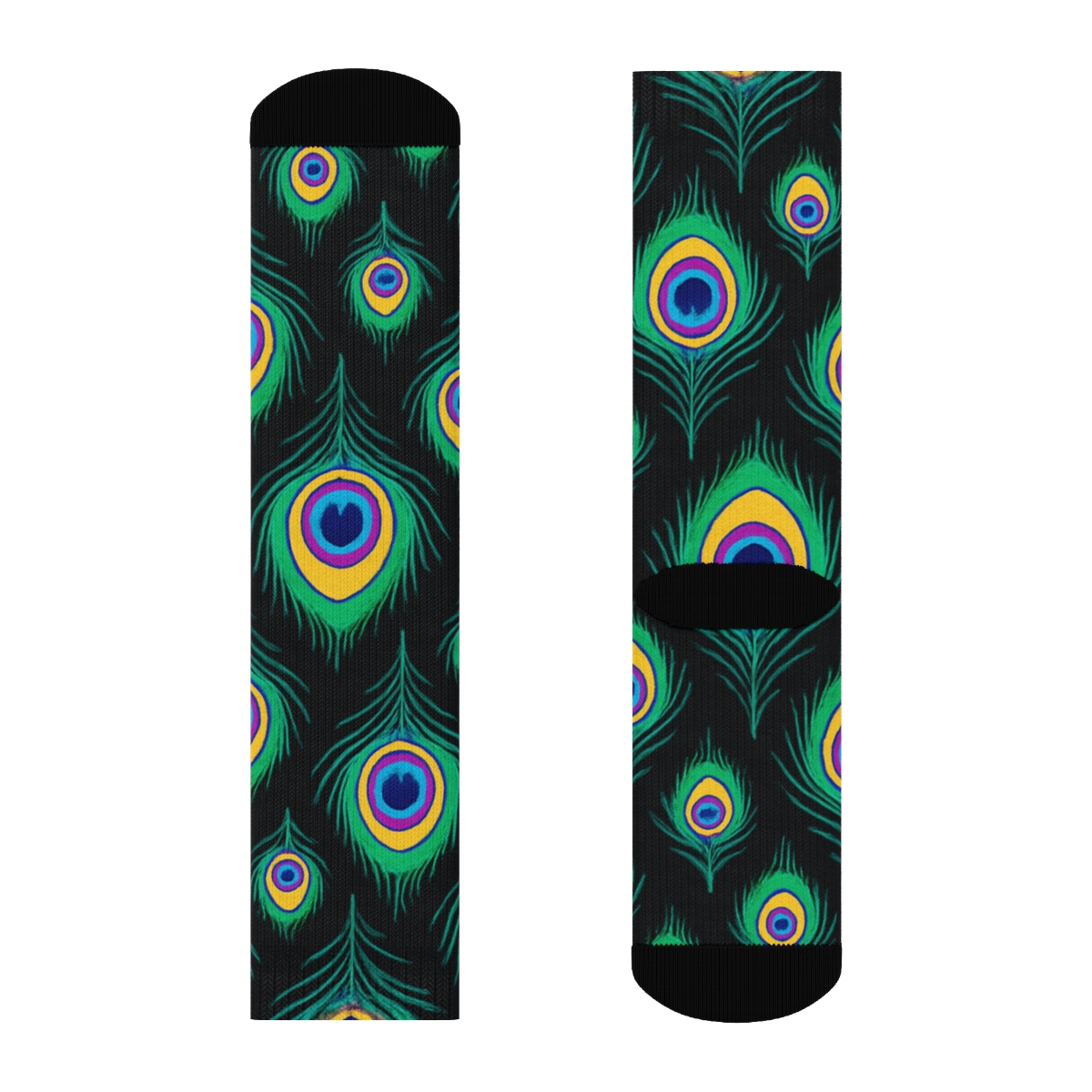 Peacock Tail Eye Grid On Black Background stylish athletic crew socks