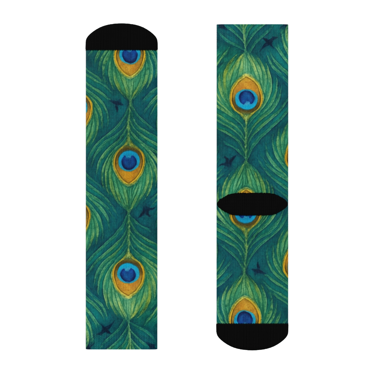 Peacock Tail Lattice On Deep Teal Background trendy patterned crew socks
