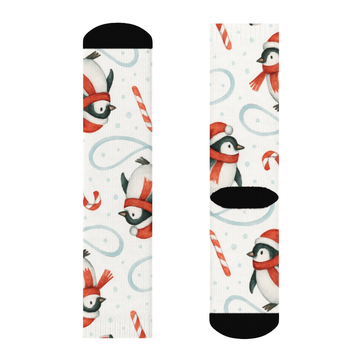 Penguin Candy Cane Skating Loop comfortable cotton crew socks