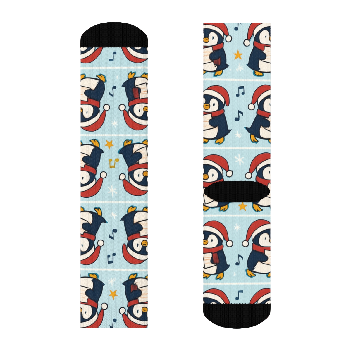 Penguin Caroler Stripe March stylish athletic crew socks