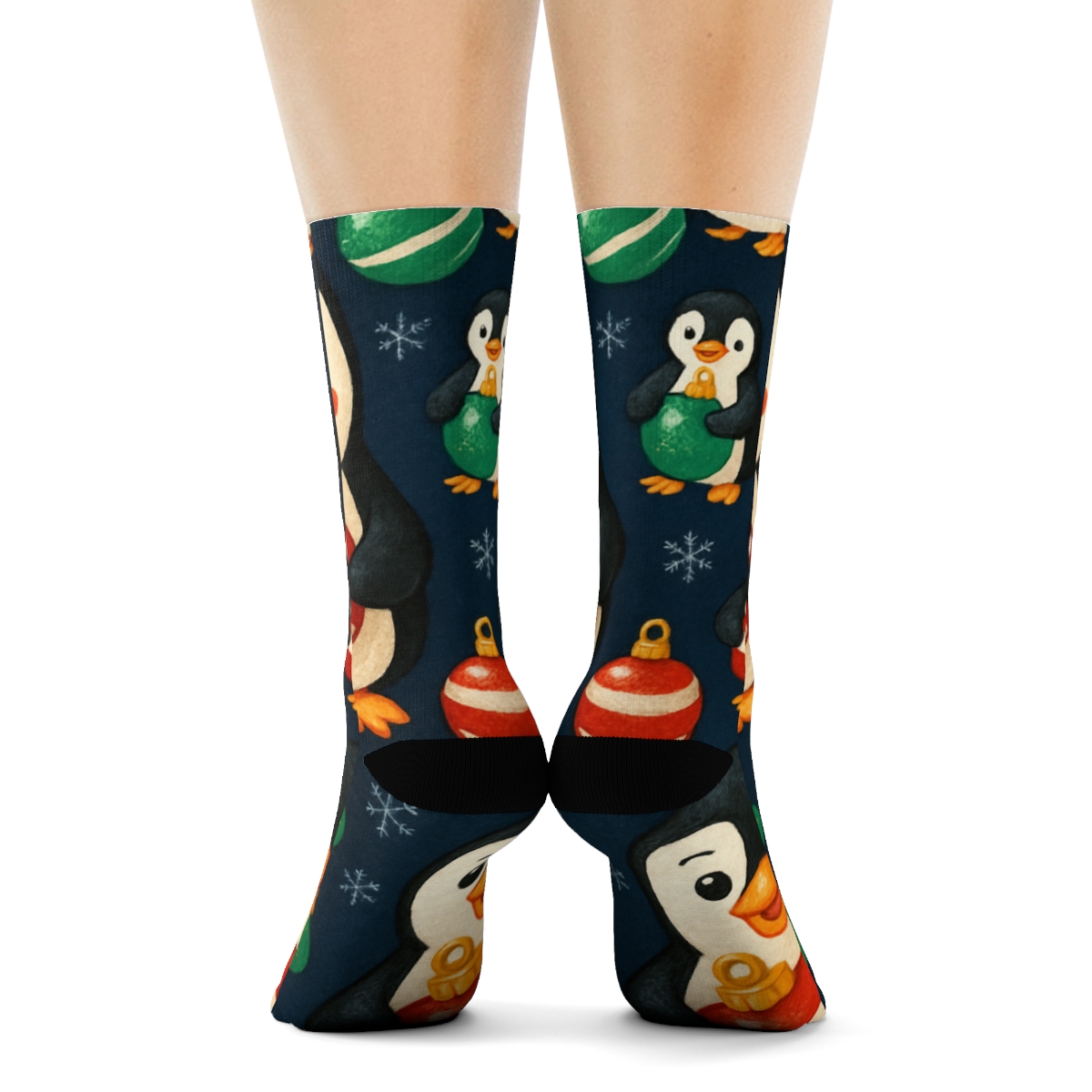 Penguin Ornament Scatter soft everyday crew socks