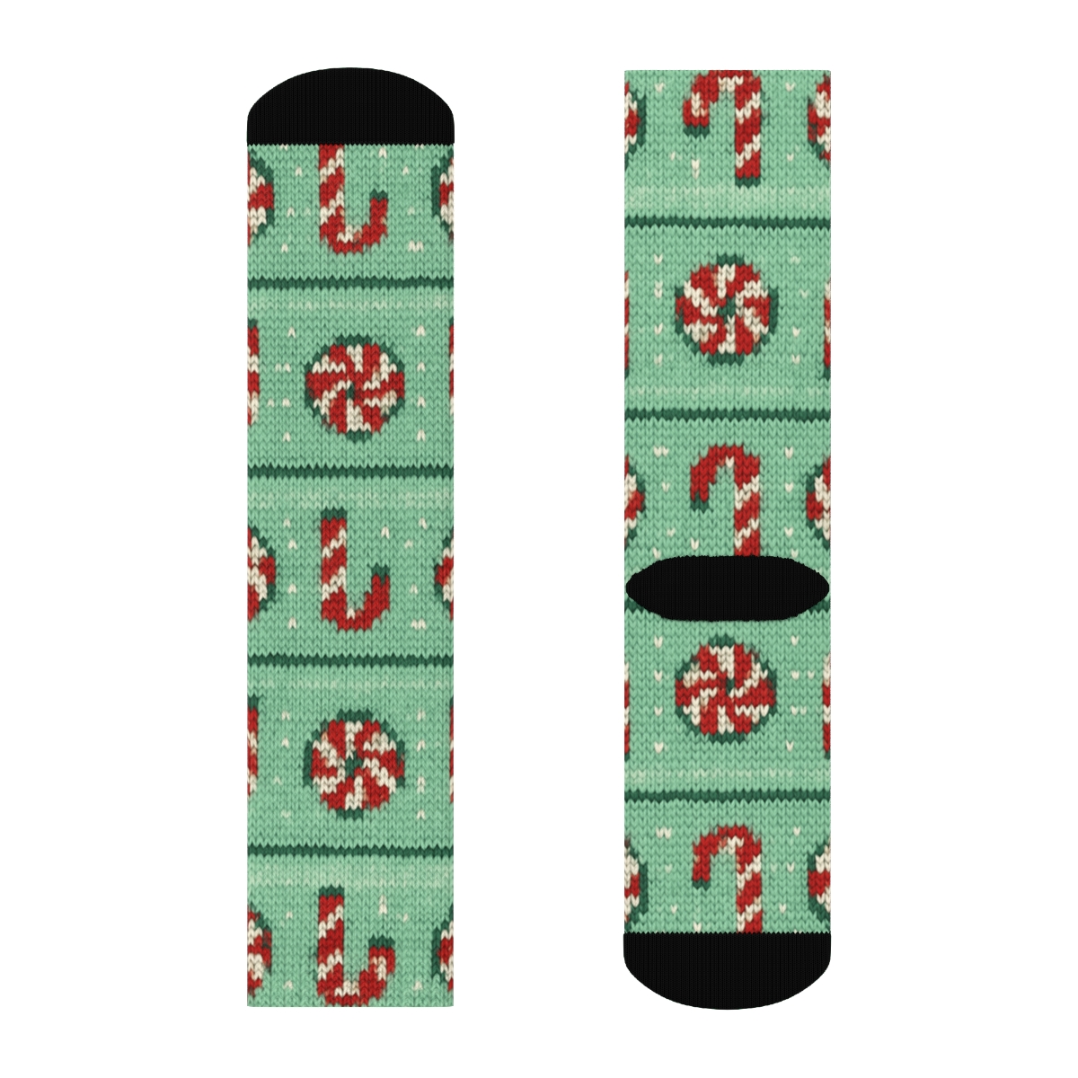 Peppermint Fair Isle Candy Canes Knit Illusion soft everyday crew socks