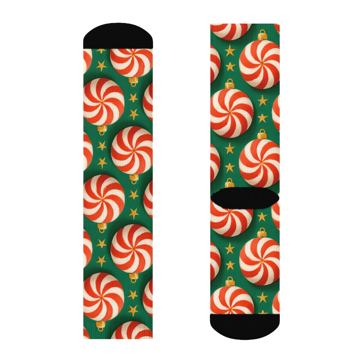 Peppermint Spiral Ornaments Holiday Orbit trendy patterned crew socks