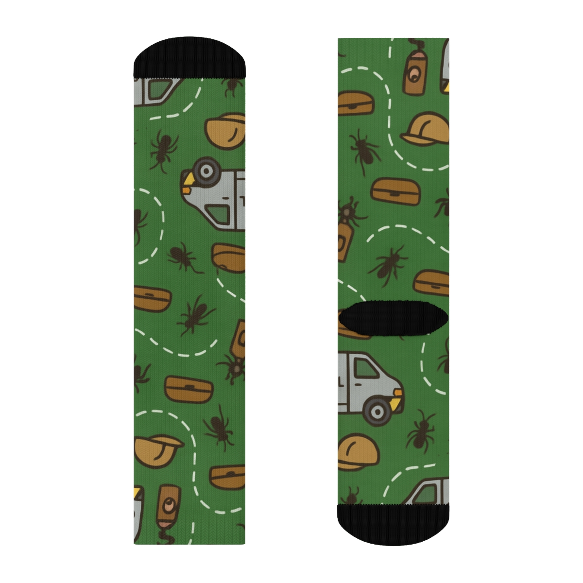 Pest Control Technician Service Van Route Tessellation unique graphic crew socks